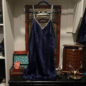 Navy blue silk vintage nightie